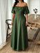 [Grande Taille] Robe Vert Foncé Fleurie à Épaules Dénudées Années 1950 - 5