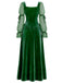 [Prévente] Robe vert lac en velours à manches en mousseline et nœud années 1930 - 2