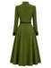 [Prévente] Robe verte ceinturée à nœud au col et poignets contrastants années 1940 - 3