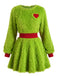 Robe Verte Duveteuse de Noël à Cœur Grinch Années 1950 - 1