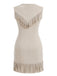 Robe western en suédine à col V zippé, clous et franges années 1970 - 10