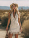 Robe western en suédine à col V zippé, clous et franges années 1970 - 12