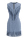 Robe western en suédine à col V zippé, clous et franges années 1970 - 2