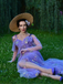 Robe fendue violette tulle fleurs 1970s