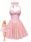 Robe tutu unie à bretelles et col licou années 1960