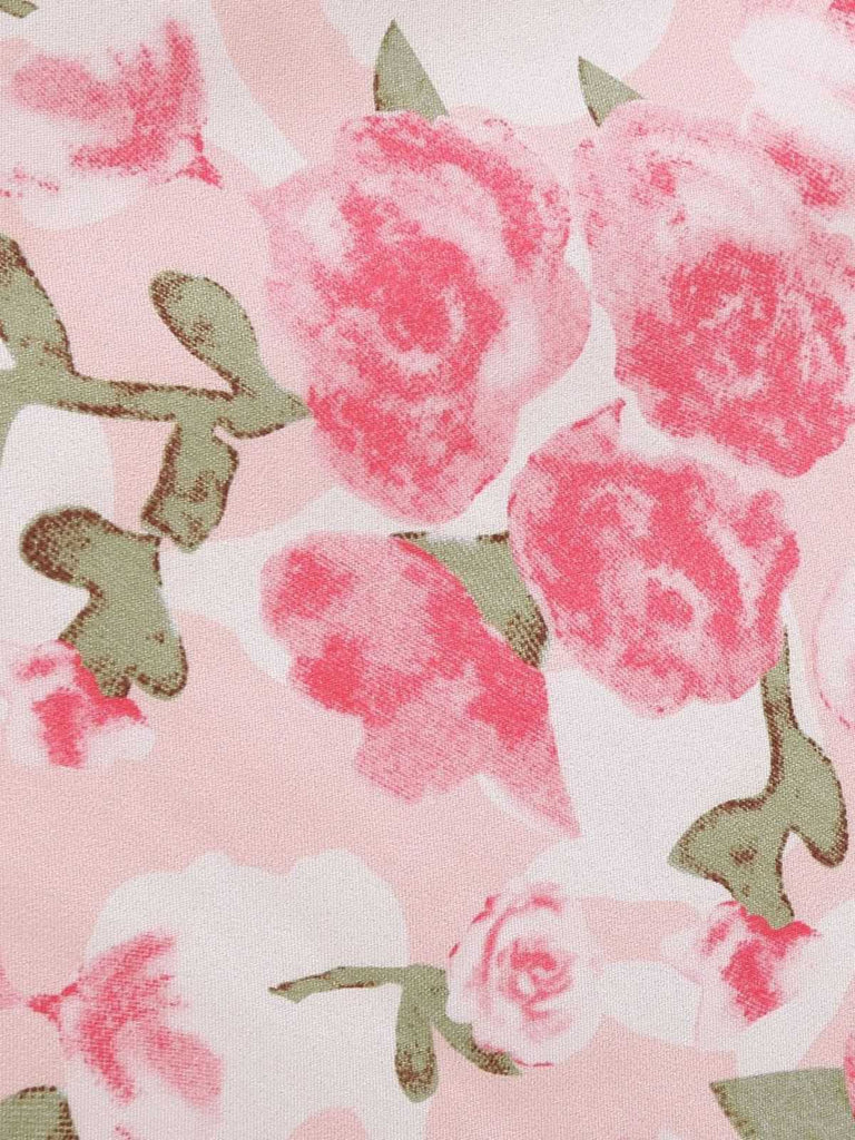 Detailed view of the floral graphics featuring fully bloomed roses and smaller rosebuds.