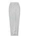 Front view of the silver shimmer long skirt featuring a high-waisted draped design and a front slit.