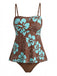 Multicolore Bohème Strap Ensemble Tankini Années 1970 2