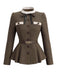 [Prévente] Veste blazer à chevrons, col montant, volants et ceinture années 1940 - 2