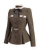 [Prévente] Veste blazer à chevrons, col montant, volants et ceinture années 1940 - 3