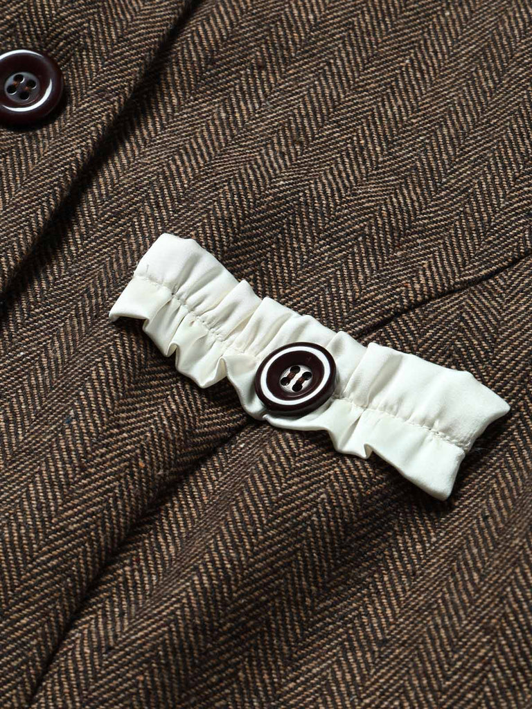[Prévente] Veste blazer à chevrons, col montant, volants et ceinture années 1940 - 7