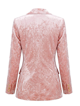 Veste Blazer Rose en Velours Froissé à Double Boutonnage Années 1950 - 2