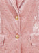 Veste Blazer Rose en Velours Froissé à Double Boutonnage Années 1950 - 3