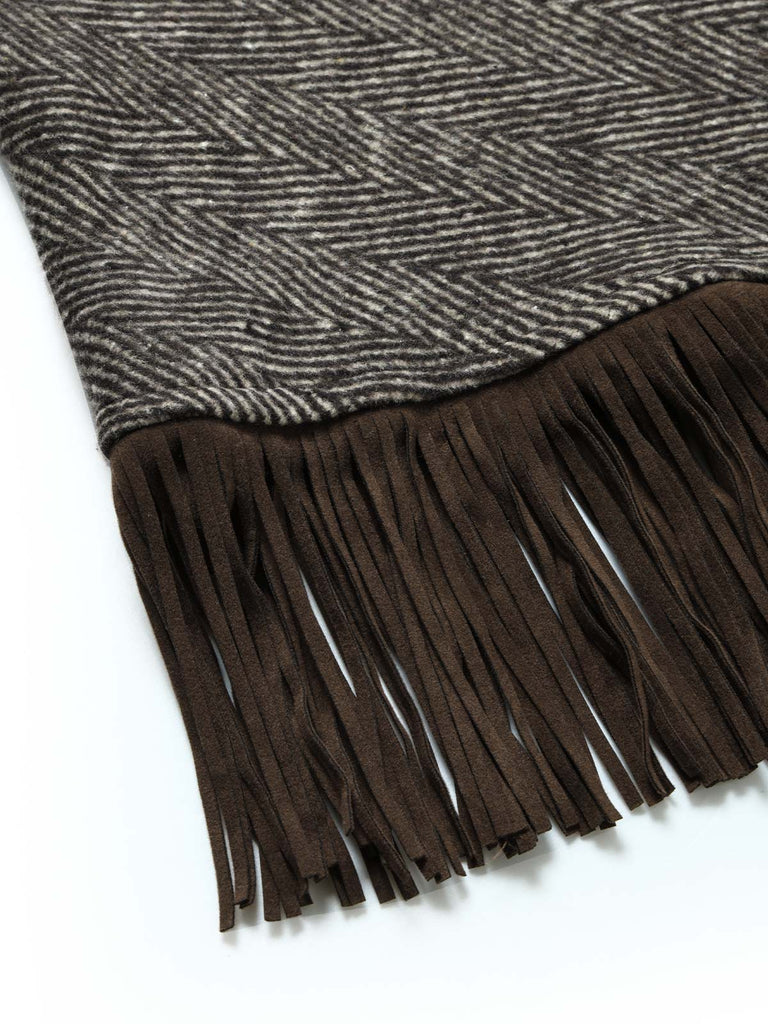 [Prévente] Veste Marron en Maille Effet Laine à Revers et Ourlet Frangé Années 1970 - 5