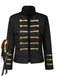 Veste militaire noire à col montant, boutons et galon doré années 1960 - 1