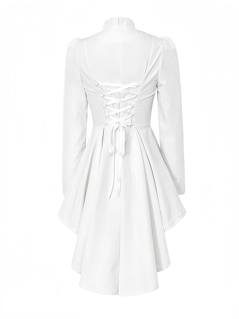 Veste queue-de-pie à col montant, volants et laçage corset au dos années 1970 - 8