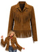 [Prévente] Veste western marron en suédine à étoiles et franges années 1970 - 1