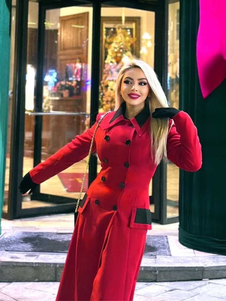 Manteau rouge à double boutonnage à revers des années 1950