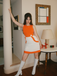 [Prévente] Robe sans manches colorblock vert et blanche des années 1960