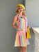 Robe à poches de cœur et rayures arc-en-ciel des années 1960