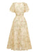 Yellow 1930s Butterfly Flutter Sleeve Chiffon Dress-back-view