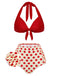 2PCS Maillot de Bain dos nu Rouge à Pois