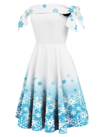 Robe Swing Année 50 Flocon de Neige