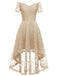 Robe en dentelle florale à épaules dénudées des années 1950