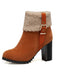 Bottes Courtes Retro Plus En Velours Gros Talons