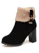 Bottes Courtes Retro Plus En Velours Gros Talons