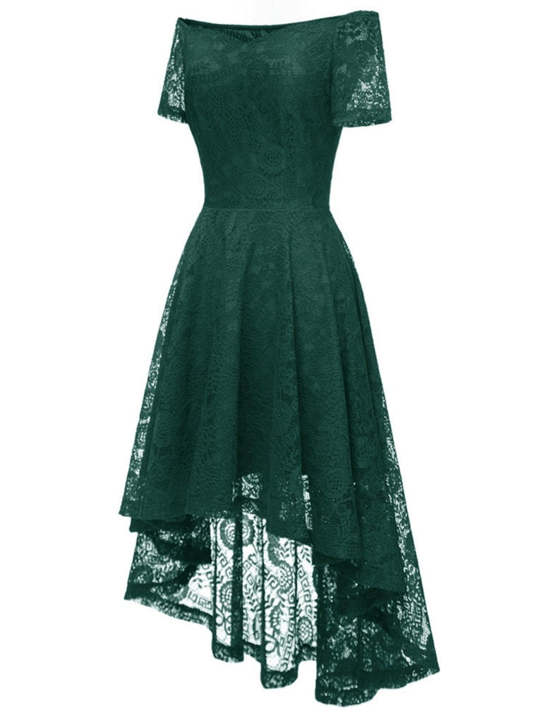 Robe en dentelle florale à épaules dénudées des années 1950