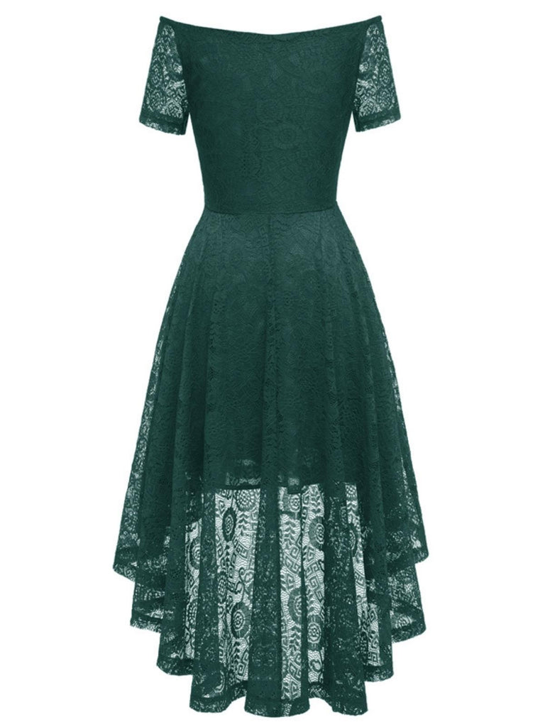 Robe en dentelle florale à épaules dénudées des années 1950