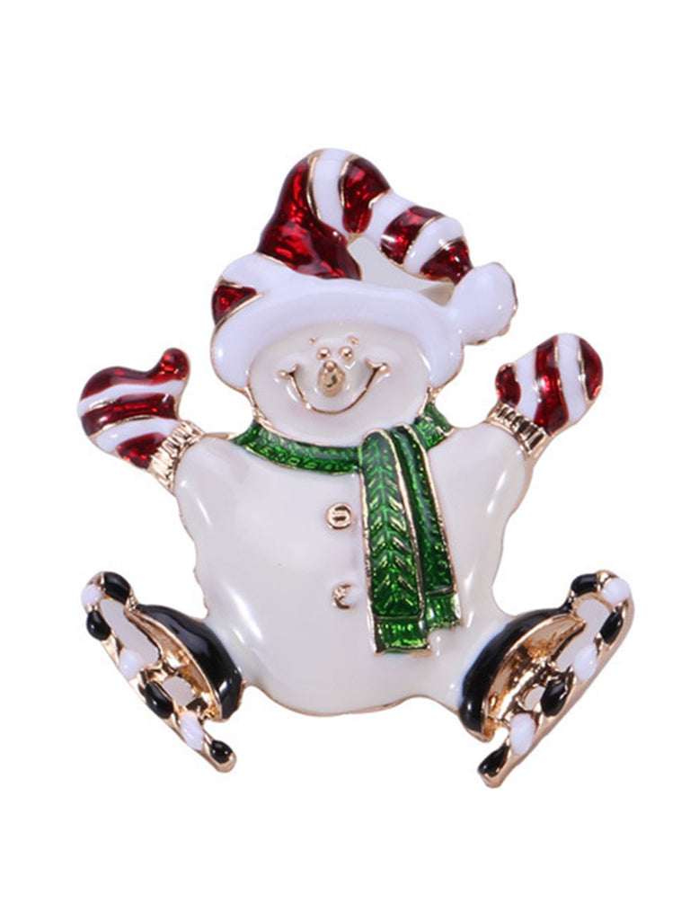 Broche Rétro Noël Bonhomme Neige Strass