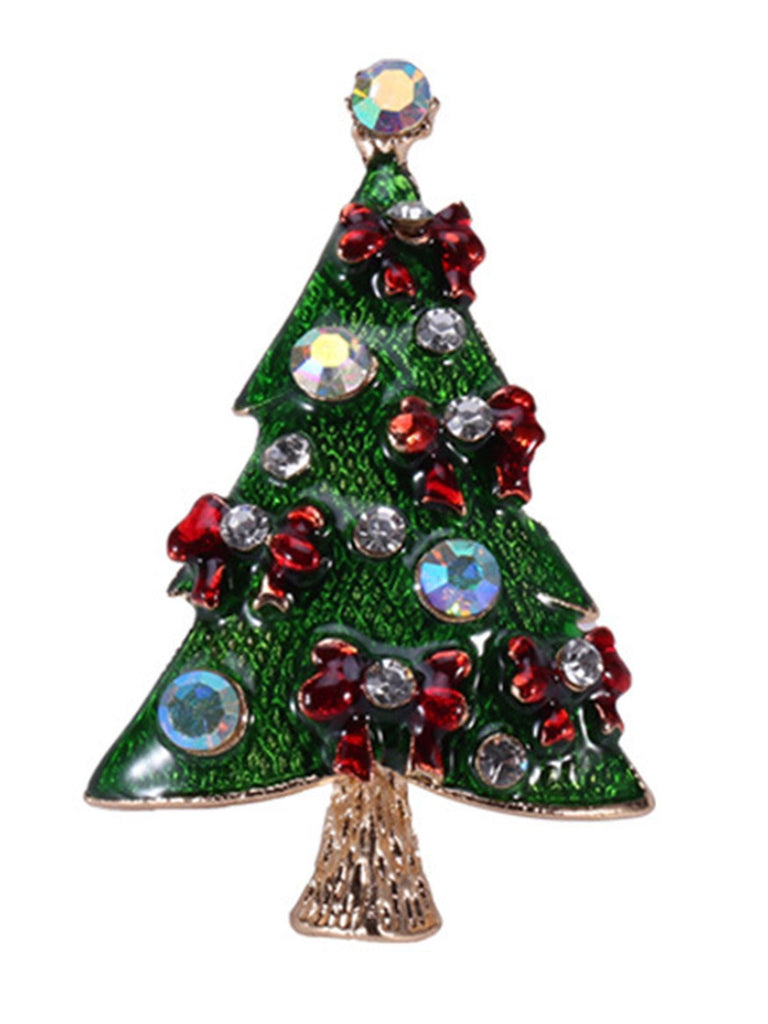 Broche Strass Arbres De Noël Rétro