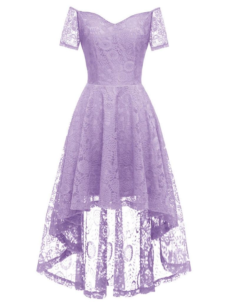 Robe en dentelle florale à épaules dénudées des années 1950