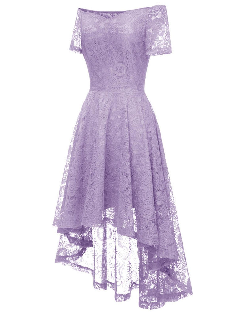 Robe en dentelle florale à épaules dénudées des années 1950