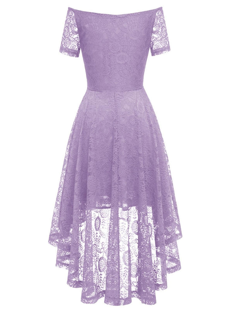 Robe en dentelle florale à épaules dénudées des années 1950