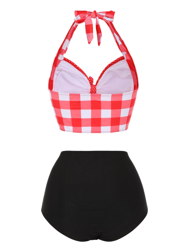 Ensemble de Bikini Rouge à Carreaux