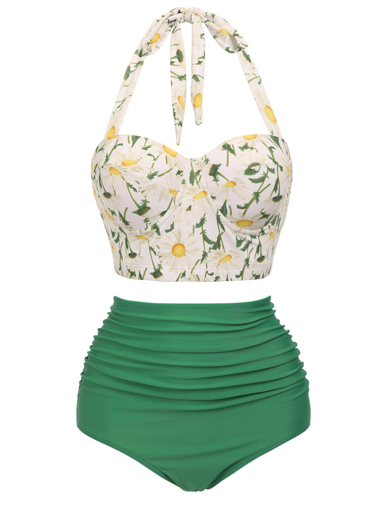 Ensemble de Bikini Fleuri à Dos Nu de Grande Taille à Lacets