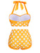 Ensemble de bikini dos nu jaune à pois