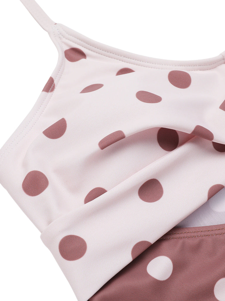 Maillot de bain une pièce patchwork pois rétro