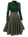 Robe en tricot à carreaux vert foncé des années 1950 Cocktail Chic