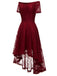 Robe en dentelle florale à épaules dénudées des années 1950