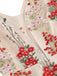 1950s Embroidered Floral V-Neck Swing Dress