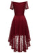Robe en dentelle florale à épaules dénudées des années 1950