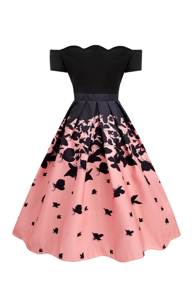 Robe Swing Vintage Année 50 Papillon Soirée Cocktail Pin Up