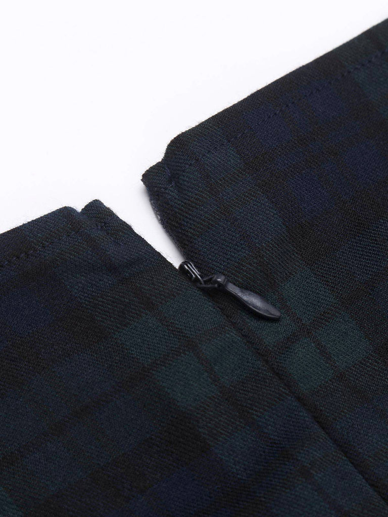 Robe Crayon Vintage Bleu Année 60 À Carreaux Cocktail Pin up