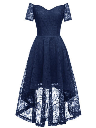 Robe en dentelle florale à épaules dénudées des années 1950