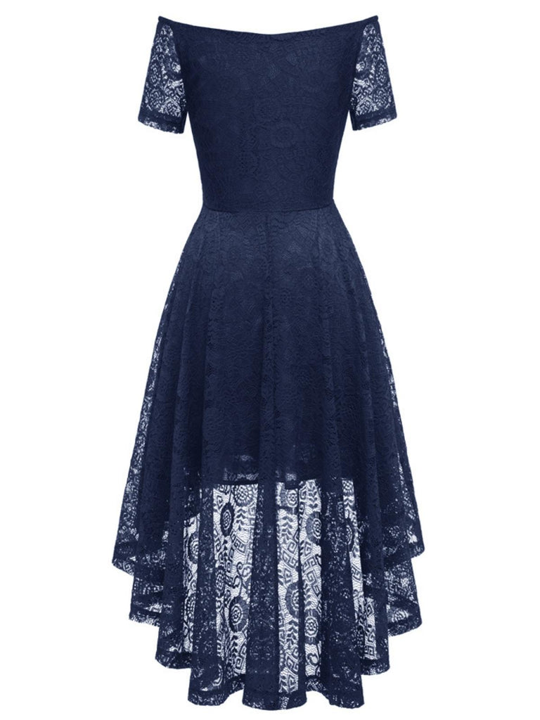 Robe en dentelle florale à épaules dénudées des années 1950