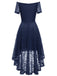 Robe en dentelle florale à épaules dénudées des années 1950